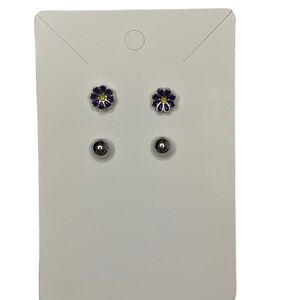 Purple flower earrings